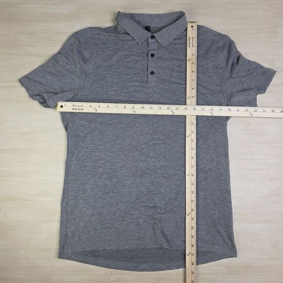 Lululemon Performance Polo Men’s Size Large Gray Knit Tech Short Sleeve Golf - Picture 2 of 6